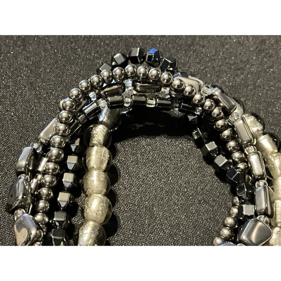 Size 7 Silpada Sterling Charms Multi Layered Stretch Bracelet. Tight Stretch - Picture 4 of 8